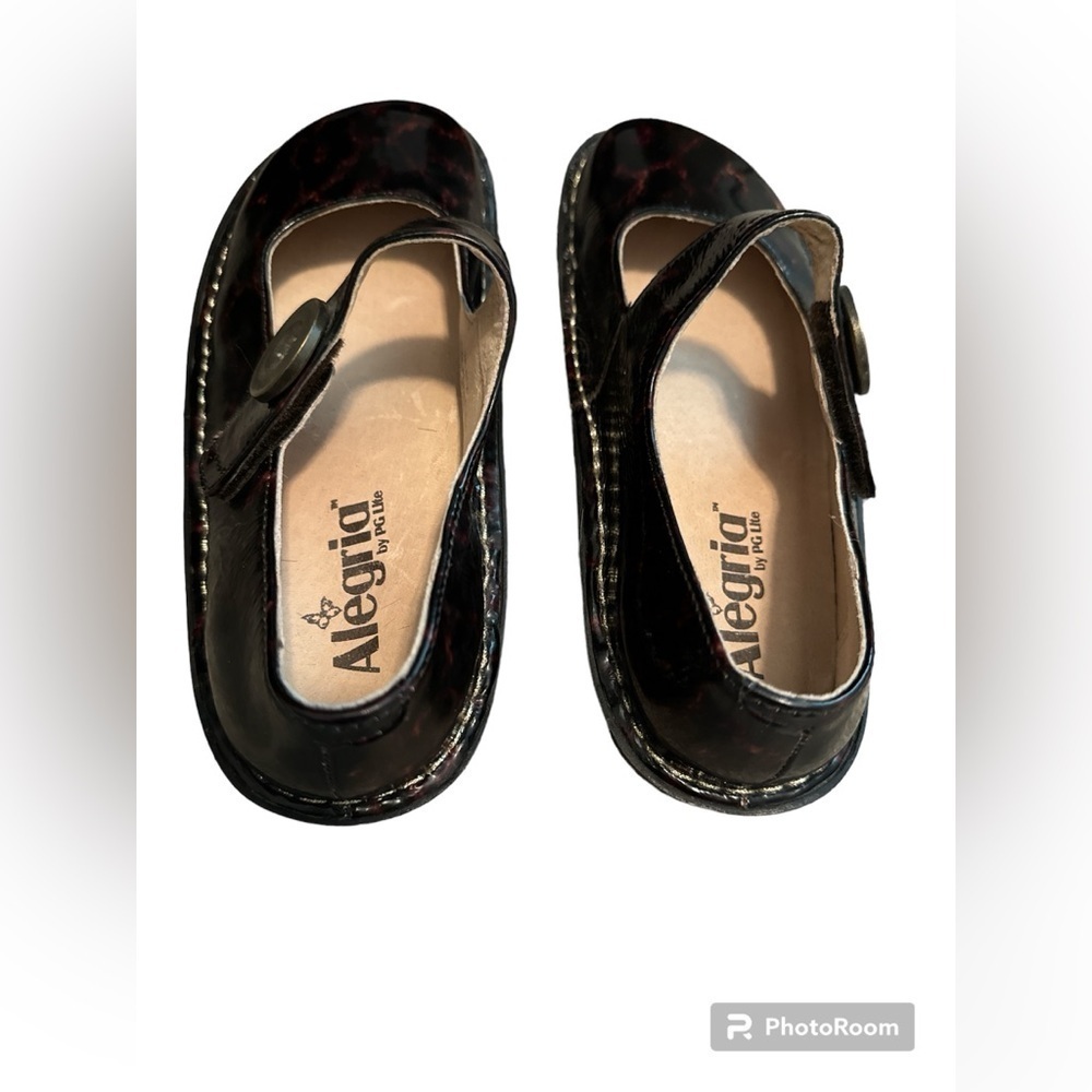 Alegria Women's Shoes Patent Leather Animal Prnt Mary Janes. - Picture 2 of 11